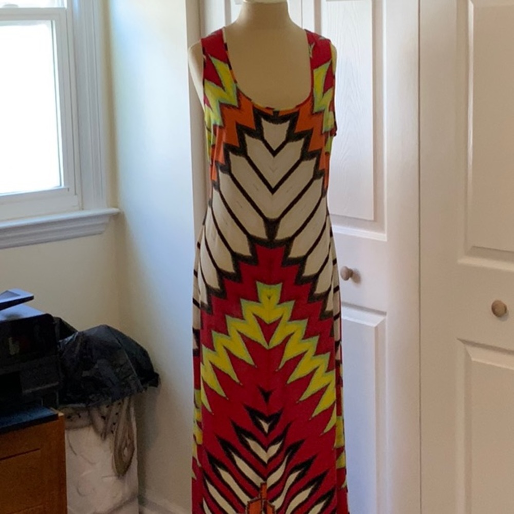 ECI- Long Sleeveless Maxi Dress- Size Large- Nylon and Spandex